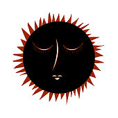 istock Vintage Eclipse hand drawn with rays. Image of the sun in the style of medieval engravings. Illustration 1093651260