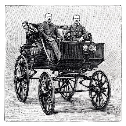 Electric car by Paul Pouchain.
Paul Pouchain manufactures the first hybrid car. The electric car is adopted by taxi fleets in Europe and the United States, internal combustion and electrified vehicles share the road.
Original edition from my own archives
Source : La ilustración artística 1894