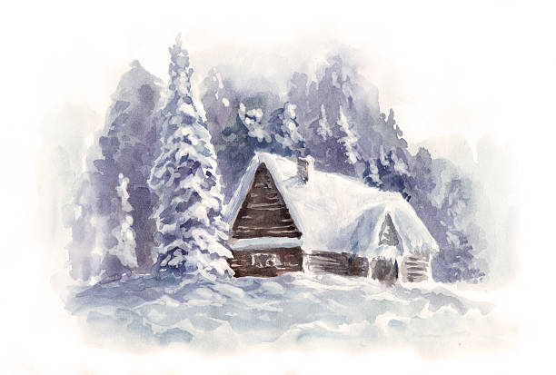 vintage watercolor Christmas card vector art illustration