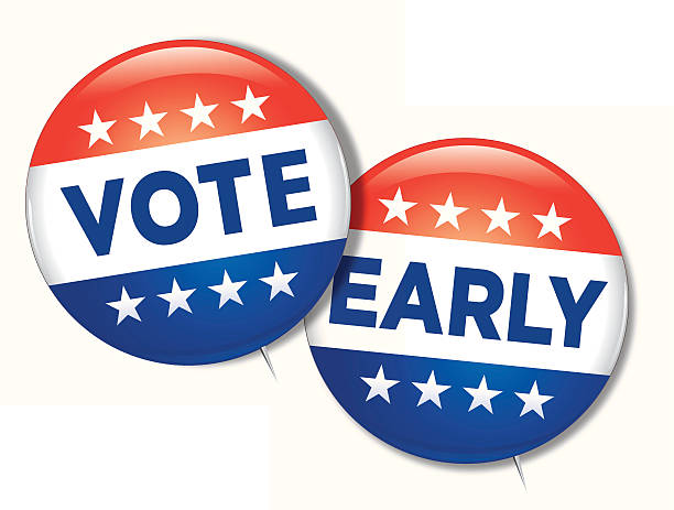 Vote Early Two campaign buttons urging you to vote early. Early Voting. Vector file - will scale to any size without loss of quality. EPS 10 file - contains transparency and blur effects. early morning stock illustrations