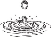 "Hand-drawn vector drawing of a Water Drop, Splash and Ripples. Black-and-White sketch on a transparent background (.eps-file). Included files: EPS (v8) and Hi-Res JPG."
