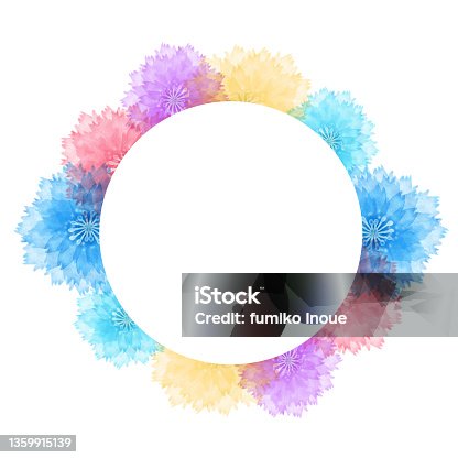 istock Watercolor colorful flower round frame 1359915139