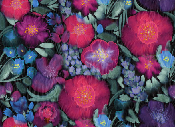 bildbanksillustrationer, clip art samt tecknat material och ikoner med akvarell blommor. sömlös akvarell mönster. - red hyacinth