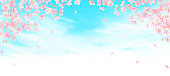 istock Watercolor illustratuon of cherry blossoms in the sky 1355902628