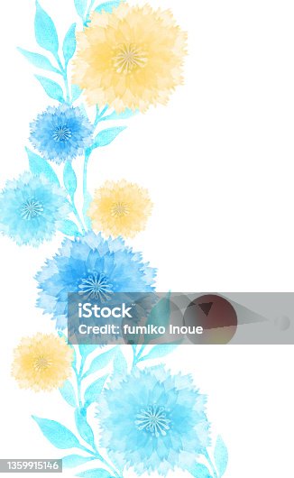 istock Watercolor pale blue flower decoration 1359915146