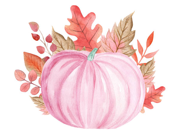 watercolor autumn clipart PNG thanksgiving clipart Instant download Watercolor Pink pumpkin clipart baby shower clipart for invitations