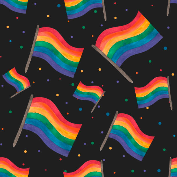 ilustrações, clipart, desenhos animados e ícones de padrão sem emenda de aquarela com bandeiras cores lgbt - homofobia