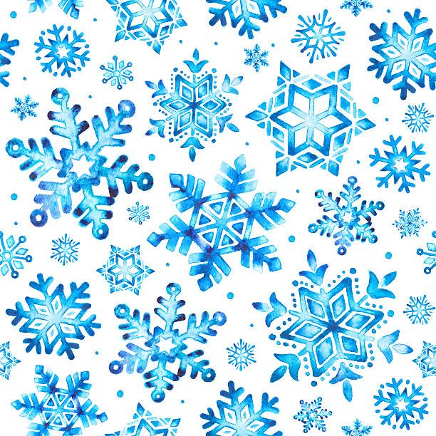 Watercolor snowflakes seamless pattern vector art illustration