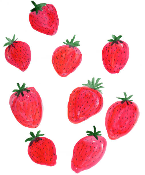 Watercolor strawberries vector art illustration