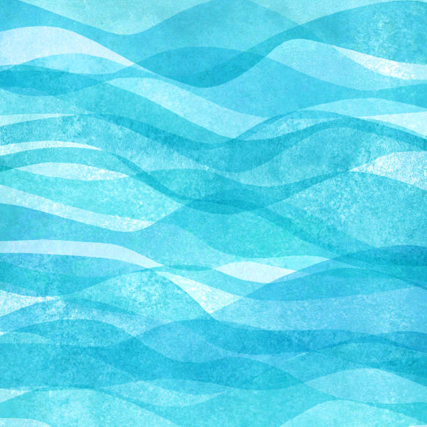 Watercolor transparent sea ocean wave teal turquoise colored background. Watercolour hand painted waves illustration Watercolor transparent sea ocean wave blue teal turquoise colored background. Watercolour hand painted waves illustration. Banner frame backdrop splash design. Grunge color cover. Space for logo, text wave water borders stock illustrations