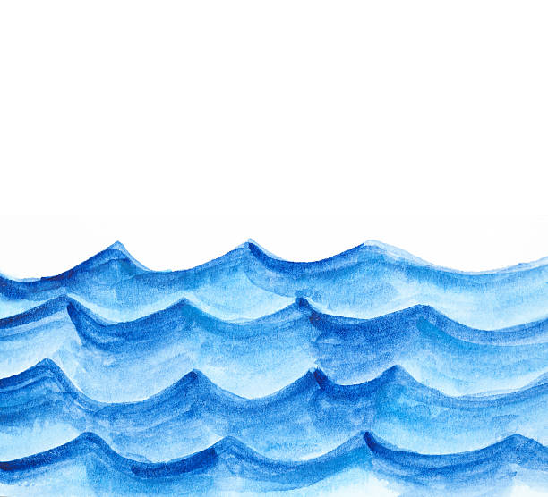 Watercolor Waves Watercolor blue waves ocean abstract. river borders stock illustrations