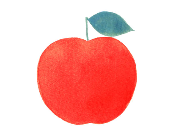illustrazioni stock, clip art, cartoni animati e icone di tendenza di sfondo bianco acquerello mela rossa - illustrazione - tomori