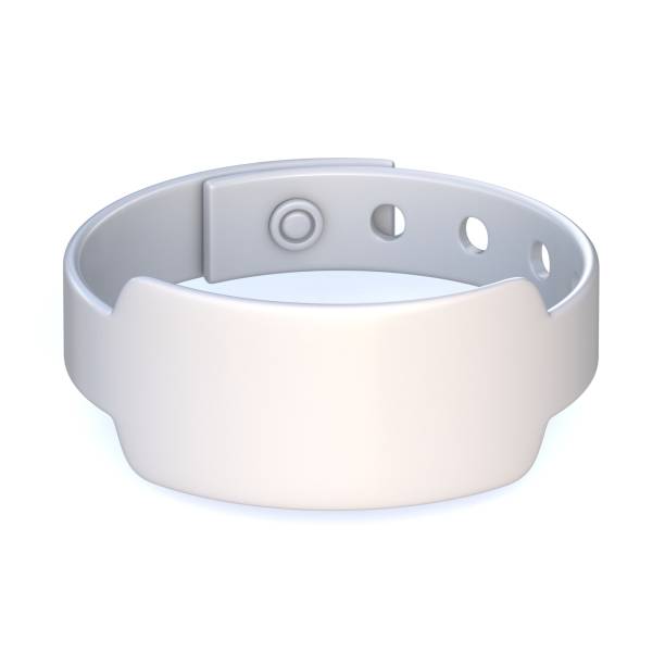 White rubber bracelet, closed. 3D White rubber bracelet, closed. 3D render illustration isolated on white background silicone stock illustrations