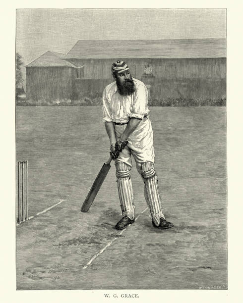William Gilbert W. G. Grace, English cricketer 19th Century Vintage engraving of (William Gilbert) W. G. Grace, (18 July 1848 – 23 October 1915) was an English amateur cricketer who was important in the development of the sport and is widely considered one of its greatest-ever players. century cricket stock illustrations