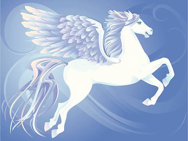 Winged Horse Winged horse flying through the sky. pegasus stock illustrations
