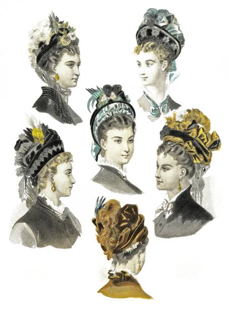 illustrazioni stock, clip art, cartoni animati e icone di tendenza di cappelli di velluto invernale. di elegant fashion 1874 - eitan