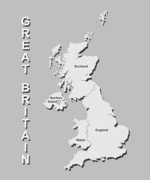 미국 지도 큰 도시, 회색 바탕에 테두리가 있는 영국 지도 - sunderland stock illustrations
