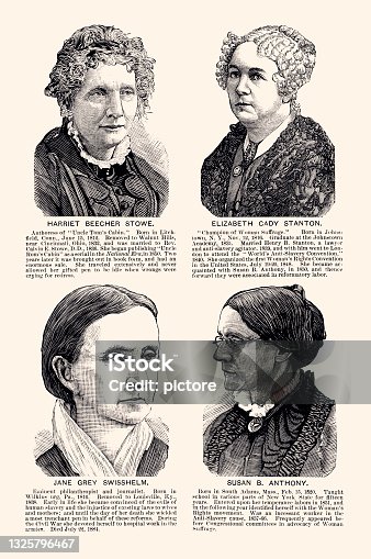 istock 4 FAMOUS AMERICAN WOMEN : HARRIET BEECHER STOWE; ELIZABETH CADY STANTON; JANE GREY SWISSHELM; SUSAN B. ANTONY     -XXXL with lots of details- 1325796467
