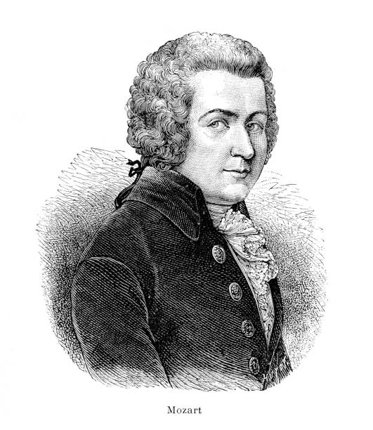 Wolfgang Amadeus Mozart austrian composer and pianist 1880 vector art illustration