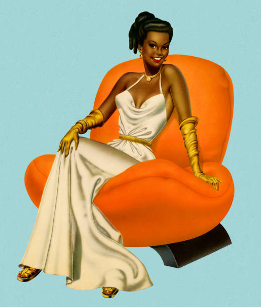 穿晚禮服的婦女 - 非裔美國人種 插圖 幅插畫檔、美工圖案、卡通及圖標
