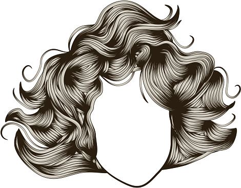 Woman's face with detailed retro hair