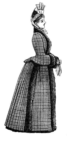 Women model fashion isolated from 1883 journal vector art illustration