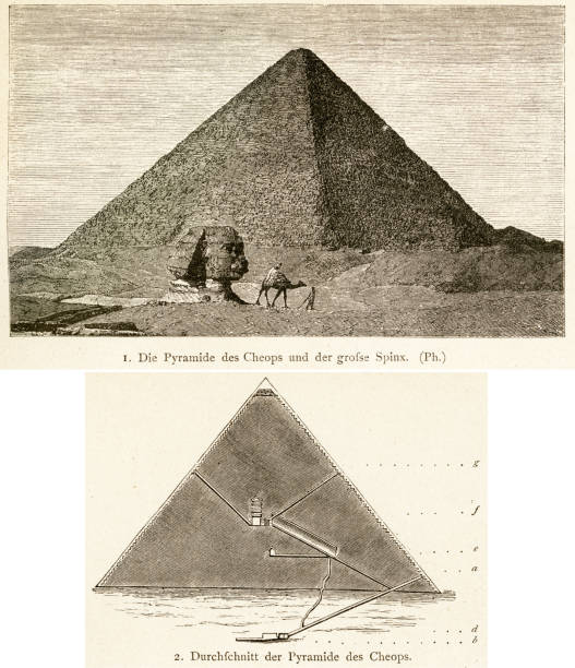 bildbanksillustrationer, clip art samt tecknat material och ikoner med träsnitt av stora pyramiden i giza - building a pyramid