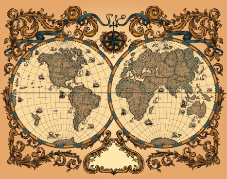 World map in vintage style