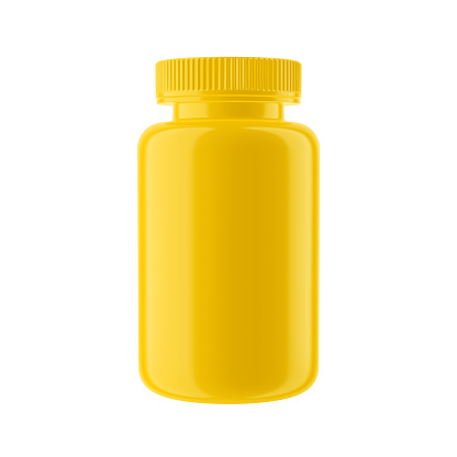 Download Yellow Glossy Plastic Bottle With Cap Isolated On White Background Stock Illustration Download Image Now Istock Yellowimages Mockups