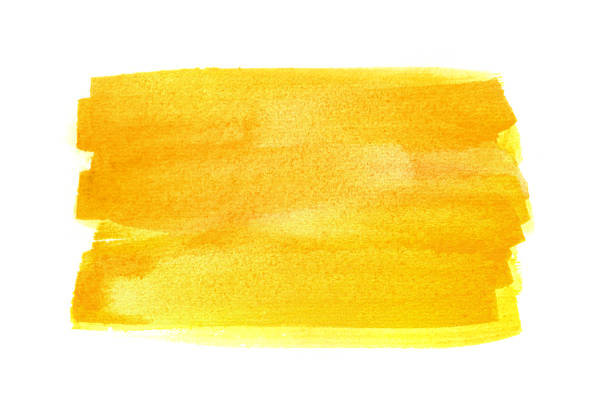 Yellow watercolor rectangle Hand drawn yellow watercolor rectangle on white background tempera painting stock illustrations