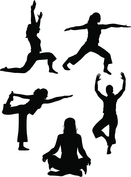 Yoga Poses vector art illustration