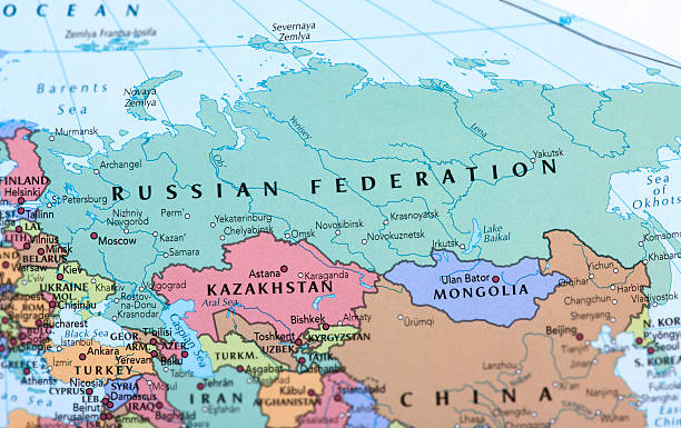 RUSSIAN FEDERATION Map of Russian Federation.  central asia stock pictures, royalty-free photos & images