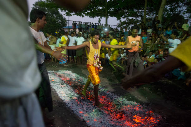 ASIA MYANMAR YANGON FIRE WALK FESTIVAL a indian style Fire Walk festival in the City of Yangon in Myanmar in Southeastasia. firewalking stock pictures, royalty-free photos & images