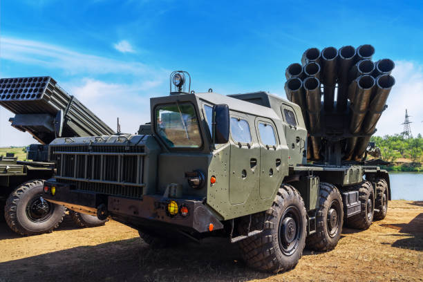 300mm multiple launch rocket system "Smerch" stock photo