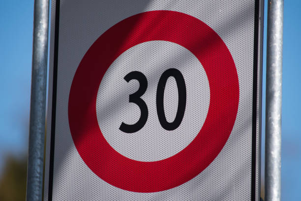 30km/h speed limit sign stock photo