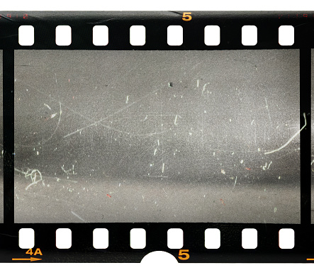 vintage film with scratches and dust on white background