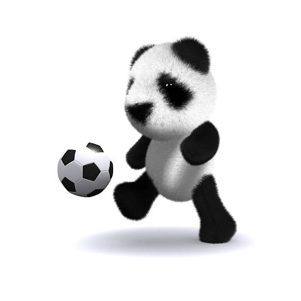 3 d bébé panda joueur de football - panda foot photos et images de collection