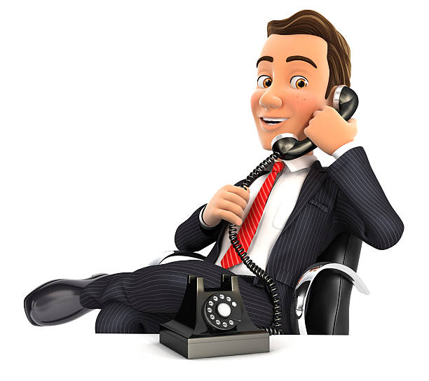 3d businessman making a phone call - businessman cartoon stock photos and p...