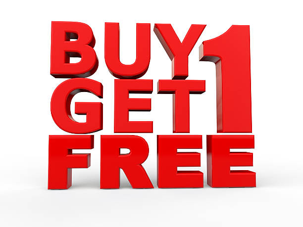 3d buy 1 get 1 free red text 3d render of buy 1 get 1 free red text buy single word stock pictures, royalty-free photos & images