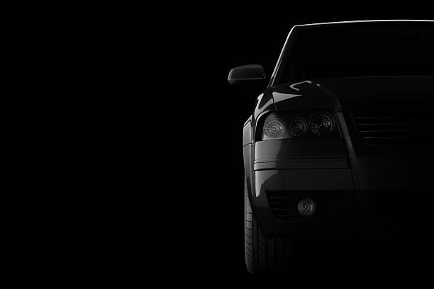 3d car silhouette on black background 3d car silhouette on black background car stock pictures, royalty-free photos & images