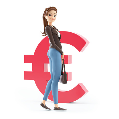 Pictogram People Euro Money Insurance - White Background - 3D Rendering