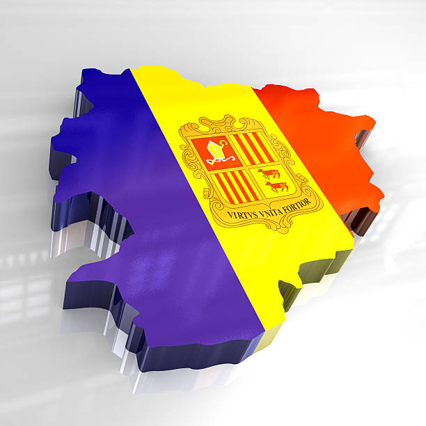 3d flag map of andorra stock photo