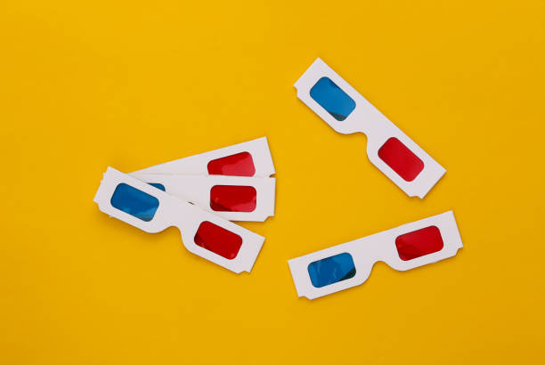 3d glasses on yellow background. Entertainment. Top view 3d glasses on yellow background. Entertainment. Top view 3 d glasses stock pictures, royalty-free photos & images