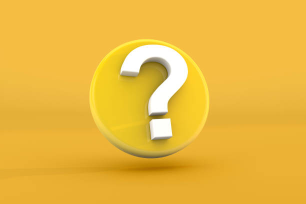 3d icon question on yellow background stock photo