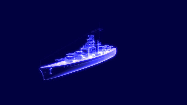 3d illustration of a battleship hologram 3d illustration of a battleship hologram military ship stock pictures, royalty-free photos & images