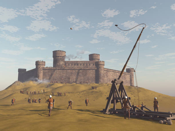 3d illustration of a besieged castle stock photo