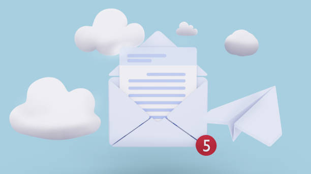 3d illustration of Email notifications. 3d illustration of Email notifications sent in response to specific user action.Business and digital communication concept.3d render. cartoon marketing stock pictures, royalty-free photos & images