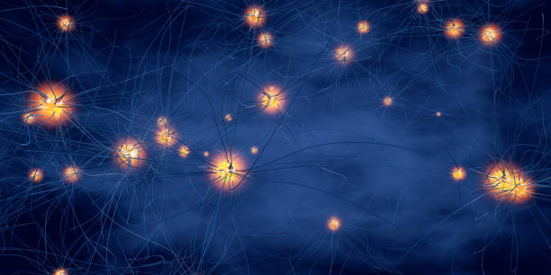 3d illustration of transmitting synapse,neuron or nerve cell stock photo