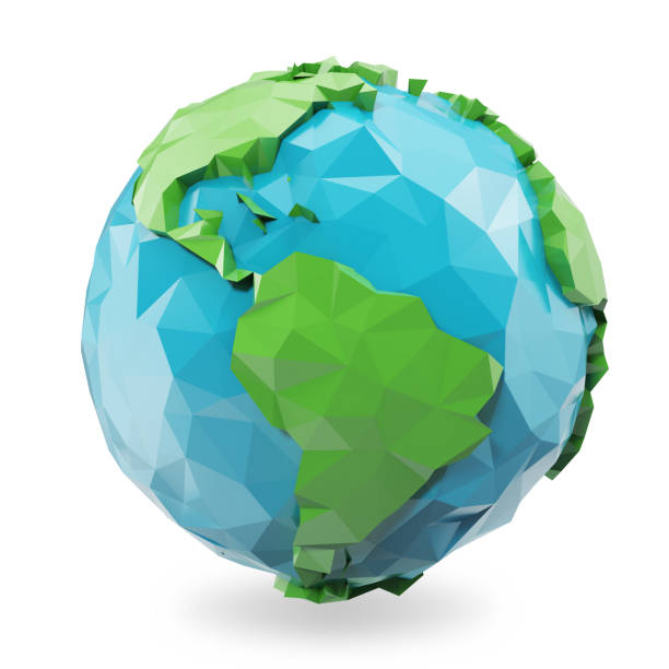 3d illustration Polygonal style illustration of earth. Low poly earth illustration. Polygonal globe icon. stock photo