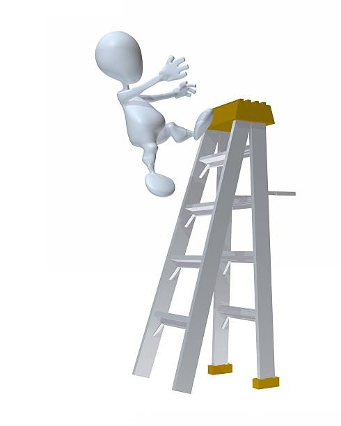 3d man falling off a ladder stock photo